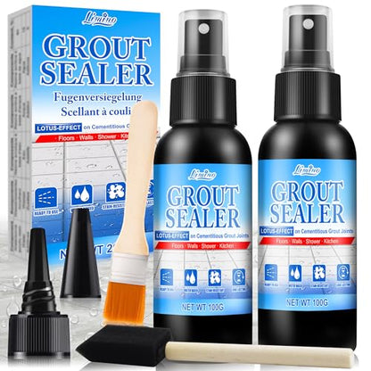 Grout Sealer - Tile Sealer Spray for Shower, Kitchen, Floor, Clear Grout Sealant Indoor & Outdoor for Marble, Granite, Mosaic, Non-Toxic & Low-VOCs, Waterproof & Long-Lasting Protection