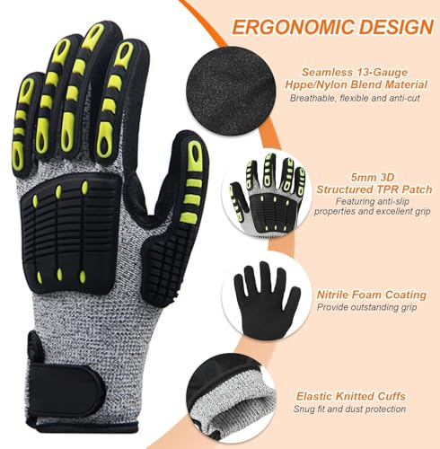 Lobster Gloves for Diving, Puncture and Cut Resistant Fishing Spearfishing Freediving Scuba Diving Gloves, Fully Coated Safety Work Glove for Men Women - size: Large
