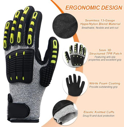 Lobster Gloves for Diving, Puncture and Cut Resistant Fishing Spearfishing Freediving Scuba Diving Gloves, Fully Coated Safety Work Glove for Men Women - size: Large