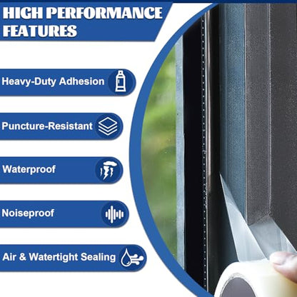 Transparent Weather Sealing Tape 3" x35 Yard, Window Insulation Tape Weather Stripping for Windows Doors Shower Glass – Indoor/Outdoor Insulation, No-Residue, Clear, Energy-Saving - size: 3 IN - 105 Ft Clear - 140U