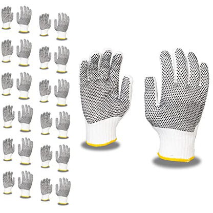 Cordova 3850S/P Standard Weight Gloves, Bleached, Poly/Cotton Machine Knit, 2-Side PVC Dots, Small, 12-Pack - size: Small
