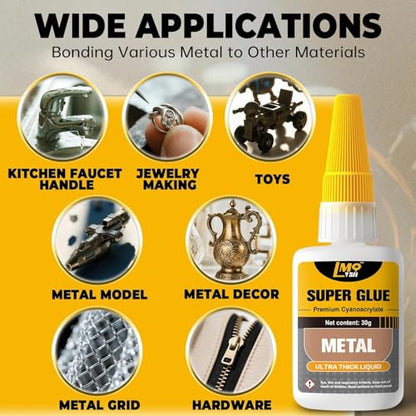 Liquid Super Glue for Metal, 30g Clear Instant Thick CA Glue for Stainless Steel Aluminum DIY Crafts and Repairs, Fast Drying High Strength All Purpose Permanent Professional Cyanoacrylate Adhesives - size: 1oz-thick