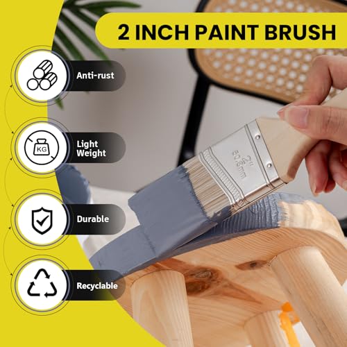 Mister Rui Paint Brush Set with Comb, 2" & 2.5" Angled Sash Brushes, Paint Brush Cleaner Tool, Commercial Grade for Trim, Cabinets & Rollers - size: 3PCS, 2", 2.5", Paint Comb