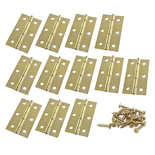 Murtenze 12 Pack 2.5 Inch Door Hinge, Gold Butt Hinges Ball Bearing, Window and Outdoor Hinges With Mounting Screws - color: Gold, size: 2.5 Inch