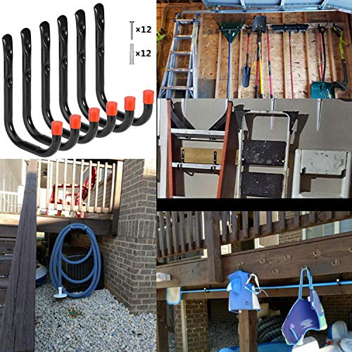 Heavy Duty Garage Storage Hooks, Wall Mount Storage Utility Hangers for Ladders, Bike and Garden Tools (7.9Inch x 5.9Inch) - size: 7.9Inch x 5.9Inch