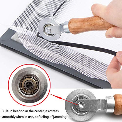 BAYTORY 3Pcs Screen Rolling Tool Kit for Installing Door Mesh Screens Window, Screen Spline Roller Tool with Wooden Handle and Steel Bearing Wheels, Durable and Easy to Use - style: Stainless Steel