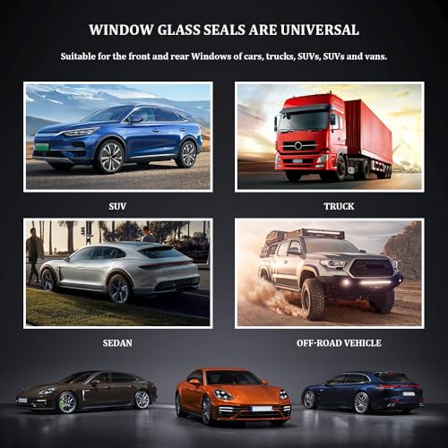 13Ft Car Door Rubber Seal Strip, Window Seal, Self Adhesive Window Trim Molding with Installation Tool, Automotive V-Shaped Rain & Dustproof Window Sealing Strip Universal for Most Cars