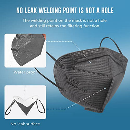 WWDOLL KN95 Face Mask 25 Pack, 5-Layers Breathable Disposable KN95 Masks - color: Gray