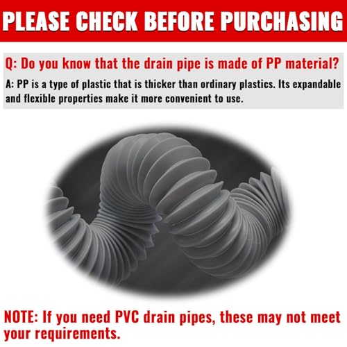 VIVIDA Sink Drain Pipe 1-1/2", Flexible Drain Pipe, 7.5"-17.7" Expandable Flexible P Trap for Bathroom and Kitchen, Under Sink Plumbing, 1-1/4" Adapter Included, Gray, 1 PACK - color: Gray, size: 7.5" to 17.7"