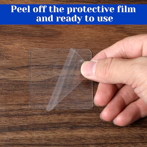 20 Pcs Double Sided Adhesive Square Pads, 2.4" Removable Clear Square Adhesive Wall Tape Stickers for Hanging, Waterproof Squares Heavy Duty Double-Sided Nano Tape for DIY Craft Home Office Shower
