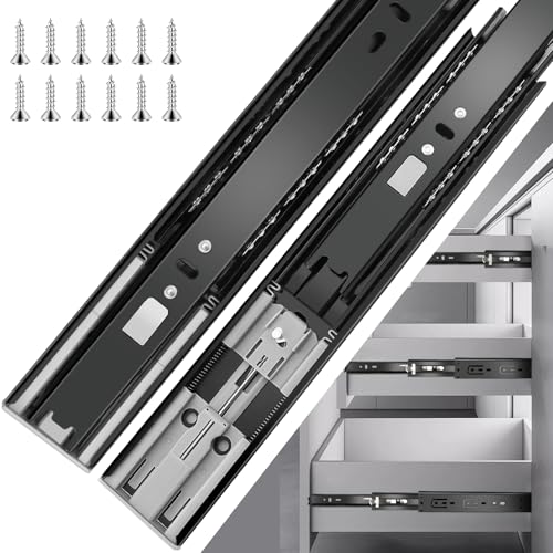 10 inch Drawer Slides 6 Pairs (12pcs) Soft Close 3 fold Full Extension Side Mount Cabinet Drawer Glides 10" Black Cabinet Rails for Dresser, Cabinet, Kitchen 100 LB Capacity - size: 10 Inch