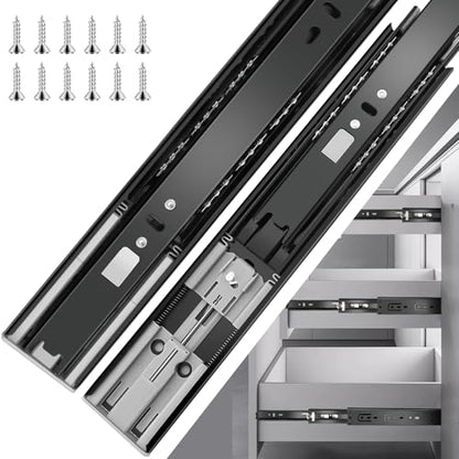 10 inch Drawer Slides 6 Pairs (12pcs) Soft Close 3 fold Full Extension Side Mount Cabinet Drawer Glides 10" Black Cabinet Rails for Dresser, Cabinet, Kitchen 100 LB Capacity - size: 10 Inch