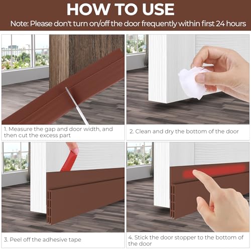 Door Draft Stopper Weather Stripping: Ohuhu Under Door Bottom Seal Strip Sweep Blocker Gap Filler Flexible Noise Insulation Draft Guard for Bottom of Door Garage (Brown, 39" L x2 W) - size: 39" L x2 W