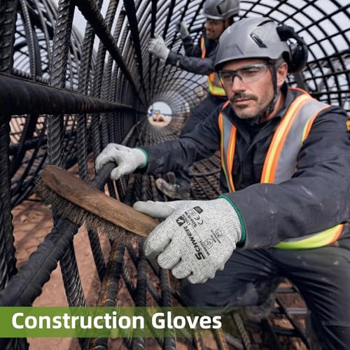 Schwer 12 Pairs Safety Work Gloves with Certified Level 6 Abrasion Resistance, ANSI A2 Cut Resistant Working Gloves with Grip for General Use, Construction, Gardening, Mechanic, 3D-Comfort, LT5636, S - size: Small, style: 12 Pairs