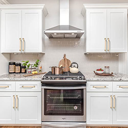 9BUILD 5 Inch(128MM) Hole Centers 10 Pack Brushed Brass Cabinet Pulls Kitchen Brushed Gold Cabinet Handles Cabinet Hardware Kitchen Handles for Cabinets Cupboard Handles Drawer Pulls - color: Brushed Brass, size: 5"/128MM Hole Center, style: 10 Pack