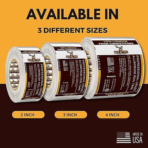 24 Pack Buck Aluminum Foil Tape – 2 Inch x 216ft (72 yd), 3.6 Mil – HVAC Tape for Ductwork, AC, Dryer Vents & Insulation – Silver Foil Tape for Metal Repair, Exhaust Sealing & Air Conditioning - size: 2 Inch, style: 24 Pack