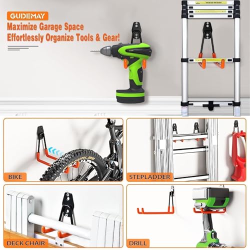 Steel Garage Storage Hooks - 32 Pack Anti-Slip Coating, Heavy Duty Wall Mount Wall Hooks for Hanging Bike, Ladder, Garden Tools, Power Tools, Bulk Items Ropes, Utility Garage Organization Housolution - size: 32pcs - Orange