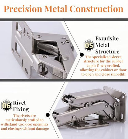 175° Heavy Duty Cabinet Hinges 2 Pair, Wide-Opening Concealed Hydraulic Hinges for Trap Doors, Thick Panels & Garage Cabinets | Soft Close, Adjustable Frameless Hinge Set with Screws & Storage Case - color: Universal | 175°Heavy Duty + Manual & Case