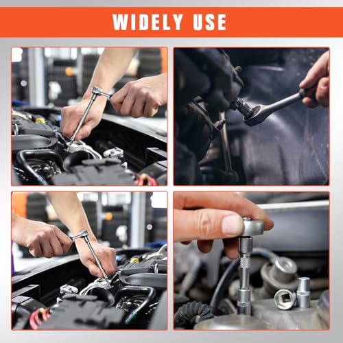 53 Pieces Socket Wrench Set Drive Socket Set with 1/4 Inch Ratcheting Wrench Plastic Toolbox Storage Case for Automotive Repair And Home Use - color: Gjx53s