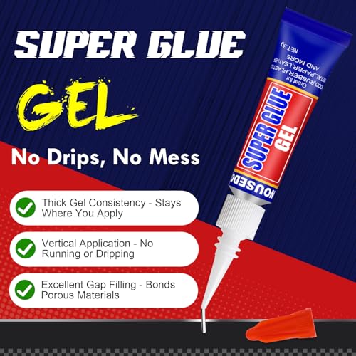 12 x 3g Super Glue Gel, Fast Strong Adhesive, Strong Cyanoacrylate (CA) Glue for Plastic, Metal, Ceramic, Leather, Wood, DIY Crafts and More – Quick Dry, Thick Formula, All-Purpose Instant Bond - size: Pack of 12, style: Gel