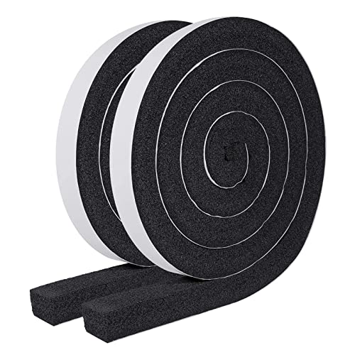 MAGZO Weather Stripping Door Seal 1 Inch W x 1 Inch T, Strong Adhesion and High Resilience Air Conditioner Foam Insulation for Windows, Total Length 13 Feet (6.5ft x 2 Rolls) - size: 1in x 1in x 13FT