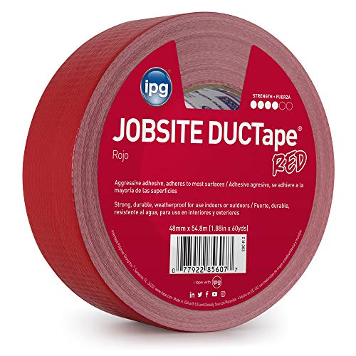 IPG JobSite DUCTape, Colored Duct Tape, 1.88" x 60 yd, Red (Single Roll) - color: Red, size: 1.88" x 60 yd