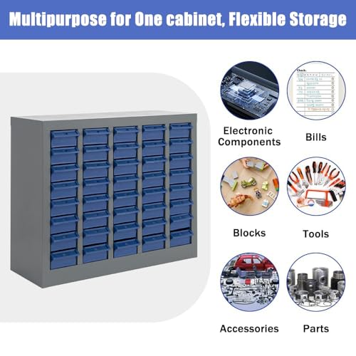 Yeeoy 40 Drawers Parts Cabinet Bolt and Nut Tool Storage Cabinet Part Cabinet Organization Shelves with ABS Material Drawer for Tool Hardware Storage, Grey - size: 40 Drawers