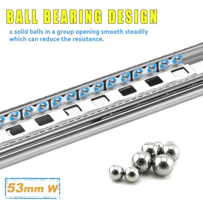 Heavy Duty Drawer Slides, 18 inches 53 mm Width (2.1 inches) Up to 300 lb Load Capacity, Side Mount, 3-Fold Full Extension, Ball Bearing, 1 Pair - size: 18 Inch, style: W 53 MM : 300 LB