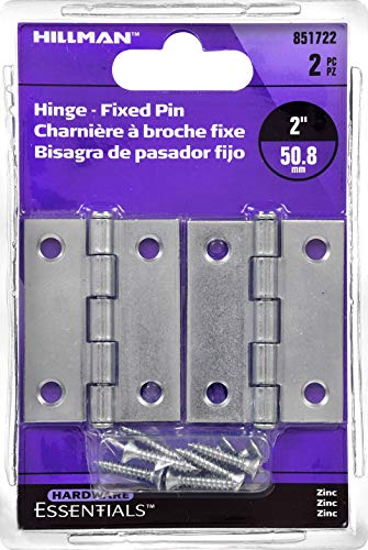 Hardware Essentials 851722 Light Narrow Door Hinges and Fixed Pin Zinc 2" -2 pack