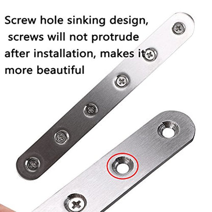 Sumnacon 8 Pcs Stainless Steel Flat Plates - 6 Inch Heavy Duty Mending Plate Straight Corner Brace Brackets Connector Furniture Repair Fixing Joint with Screws, Silver - size: 6 Inch Silver