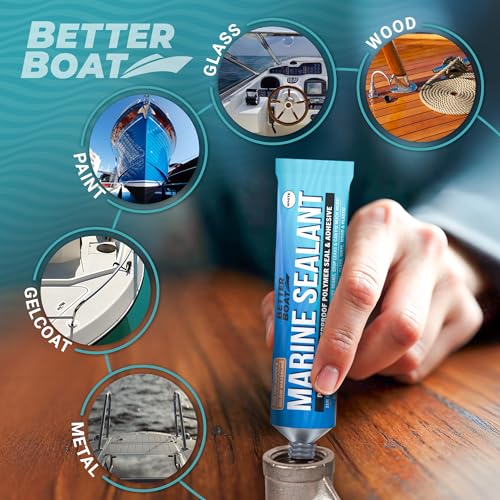 Marine Sealant and Adhesive, Waterproof Marine Grade Caulk, High-Temperature Water Sealant for Boat, Auto, and RV, Silicone-Free, White, 1 Tube, 3 Oz - color: White, size: 3 oz