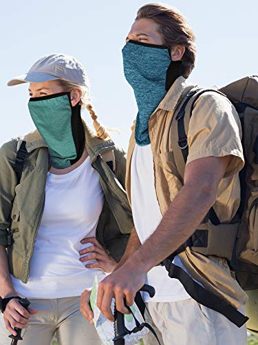 SATINIOR 4 Pcs Neck Gaiter with Ear Loops Neck Covers Bandana Cloth Face Gaiter Mask for Men Women Summer Non Slip Headwear - color: Light Blue, Green, Grey, Black and Blue