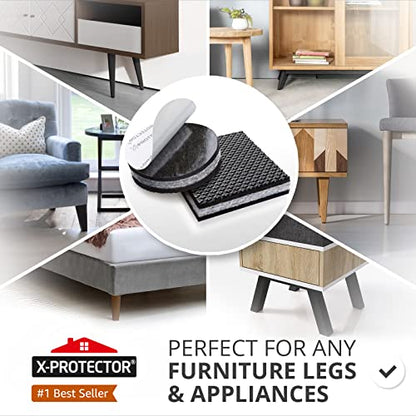 Non Slip Furniture Pads X-PROTECTOR - 16 pcs 2" - Premium Furniture Grippers! Rubber Feet Hardwood Floor Protectors for Furniture Legs - Couch Stoppers - Keep Your Furniture in Place Forever! - size: 16 Round & Square 2"