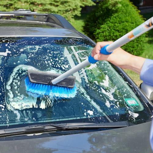 Unger - 964810 Professional HydroPower Soft Brush with Squeegee, 10" Blue