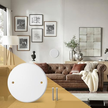 Ceiling Cover Plate,5 Inch Round Electrical Box Plate for 4 Inch Electric Box,Metal Round Wall Plate Cover for Smoke Detector,Hole Spacing 3.5 Inch - 1 Pcs(White) - color: White - 1 Pcs