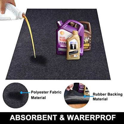AiBOB Oil Spill Mat, 36 X 48 inches, Garage Floor Mat Under Car, Waterproof Backing Absorbent Pad Protects Floor, Durable, Reusable, Black - size: 36'' X 48''