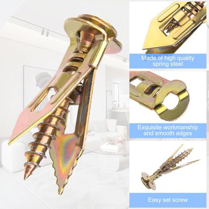 80PCS Self Drilling Drywall Anchors with Screws,40 Sheetrock Anchors (0.47x1.57 Inch) & 40 Zinc Expansion Screws - size: 80PCS—0.47X1.57inch