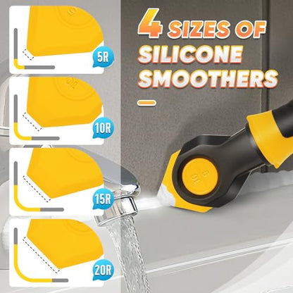 DIYSELF Caulking Tool, 4 in 1 Caulk Remover Tool for Bathroom, Bathtub, Grout, Shower, Tile, Window, Razor Scraper Tool for Cleaning, Silicone Caulk Removal Tool (Yellow) - color: Yellow