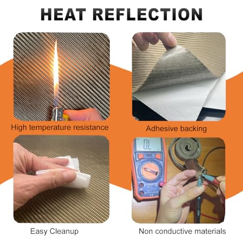 Titanium Adhesive Backed exhaust heat shield 12'' X 24'' for wall behind grill 2500 Degrees High Temp Protection Material Thermal Barrier Blanket Mat - size: 12'' X 24''
