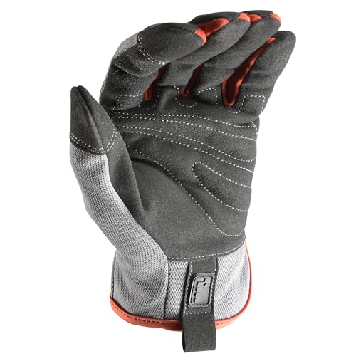 Wells Lamont Men's Work Gloves - 4-Way Stretch Nylon/Spandex - Padded Palms & Knuckles - Touchscreen Compatible - Breathable Mesh - Shirred Elastic Wrist - Ideal for Tool Handling - Gray - M - size: Medium