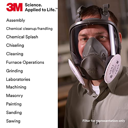 3M Full Facepiece Reusable Respirator 6700, NIOSH, Large Lens, ANSI High Impace Eye Protection, Silicone Face Seal, Four-Point Harness, Comfortable Fit, Painting, Dust, Chemicals, Small - style: Small