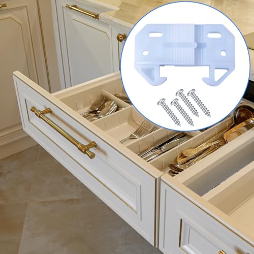 AceOrbit 10 Pack White Drawer Guides for Old Drawers Plastic Replacement Guides Brackets with Screws Drawer Track Parts Adjustable 1" to 1-1/2" x 5/16" for Furniture, Dressers