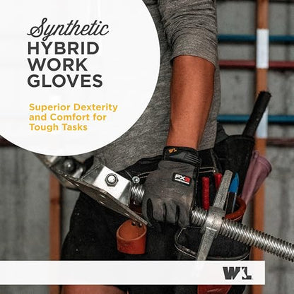 Wells Lamont Men's FX3 Extreme Dexterity Work Gloves – Padded, Ergonomic Work Gloves, Touchscreen Compatible – Heavy Duty Synthetic Leather with Reinforced Fingertips and Adjustable Fit – Gray - L - size: Large (Pack of 1)