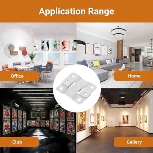 16Pcs Stainless Steel Interlock Hanging Buckle,Flush Concealed Mount Brackets Stainless Steel Z Clip Bracket for Picture Display Art Gallery - color: Iron, size: Large Without Screws