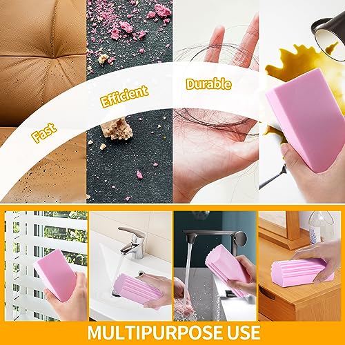 COBETE Damp Clean Duster Sponge,4pack Magic Sponge Eraser,Reusable Damp Dusting Sponge Household Cleaning for Blinds, Glass, Baseboards,Radiators,Window Track Grooves(Pink) - color: Pink