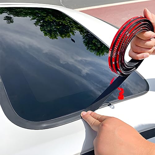 BESULEN 26 Ft Car Windshield Weather Stripping, T Shape 14mm+19mm As a Set, Adhesive Rubber Seal Strip, Auto Sunroof Sealing Gasket, Front Rear Windshield Trim Leak Sound Proofing Weatherstrip - size: 26 Ft/0.55''+0.74'' Wide