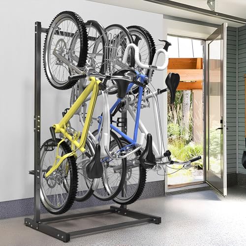 WALMANN Freestanding Bike Stand for Garage, 4 Bikes Vertical Bike Storage Stand Heavy Duty Bike Floor Stand - style: Bike stand for 4 bikes