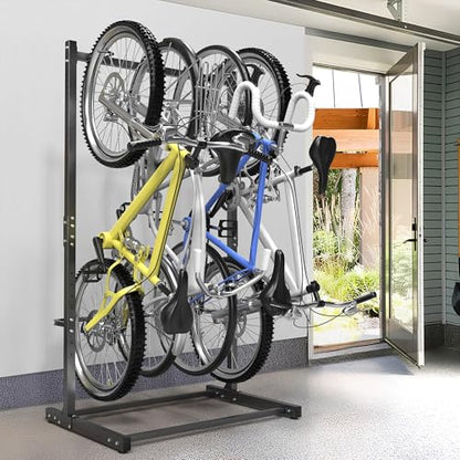 WALMANN Freestanding Bike Stand for Garage, 4 Bikes Vertical Bike Storage Stand Heavy Duty Bike Floor Stand - style: Bike stand for 4 bikes