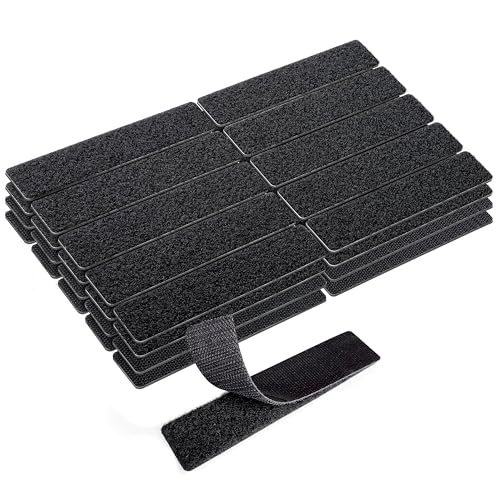 KING MOUNTAIN 1x5 Inch Hook and Loop Strips, 20 Sets Nylon Self Adhesive Tape, Double Sided Strong Back Adhesive Tape and Dots for Office, Home and Crafting, Heavy Duty, Black - size: 1*5in, style: Black Tape
