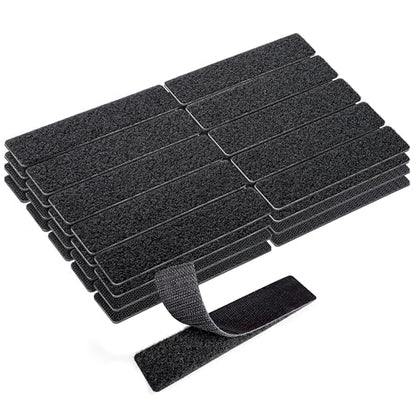 KING MOUNTAIN 1x5 Inch Hook and Loop Strips, 20 Sets Nylon Self Adhesive Tape, Double Sided Strong Back Adhesive Tape and Dots for Office, Home and Crafting, Heavy Duty, Black - size: 1*5in, style: Black Tape